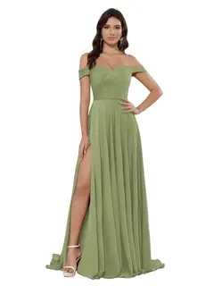 A-Line/Princess Satin Off-the-shoulder Sleeveless Floor-Length Bridesmaid Dresses — view 19