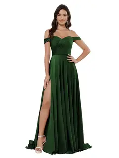 A-Line/Princess Satin Off-the-shoulder Sleeveless Floor-Length Bridesmaid Dresses — view 21
