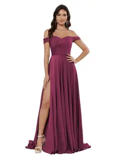 A-Line/Princess Satin Off-the-shoulder Sleeveless Floor-Length Bridesmaid Dresses — view 22