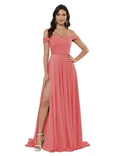 A-Line/Princess Satin Off-the-shoulder Sleeveless Floor-Length Bridesmaid Dresses — view 24