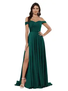A-Line/Princess Satin Off-the-shoulder Sleeveless Floor-Length Bridesmaid Dresses — view 25