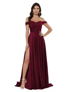 A-Line/Princess Satin Off-the-shoulder Sleeveless Floor-Length Bridesmaid Dresses — view 28