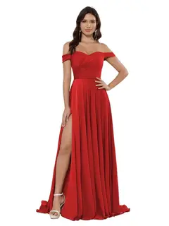 A-Line/Princess Satin Off-the-shoulder Sleeveless Floor-Length Bridesmaid Dresses — view 31