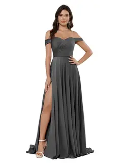 A-Line/Princess Satin Off-the-shoulder Sleeveless Floor-Length Bridesmaid Dresses — view 32