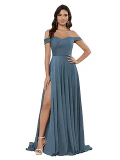 A-Line/Princess Satin Off-the-shoulder Sleeveless Floor-Length Bridesmaid Dresses — view 35