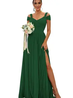 A-Line/Princess Off-the-shoulder Sleeveless Floor Length Bridesmaid Dresses Chiffon with Ruffles — view 23