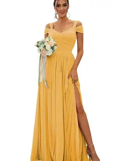 A-Line/Princess Off-the-shoulder Sleeveless Floor Length Bridesmaid Dresses Chiffon with Ruffles — view 29