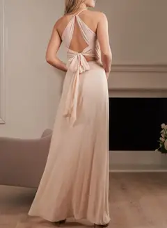 A-Line/Princess Halter Floor-length Long Bridesmaid Dresses — LV86682933 — view 2