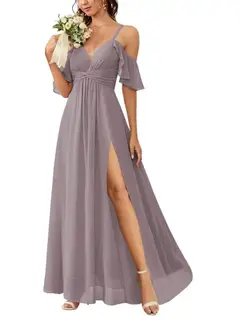 A-Line/Princess Off-the-Shoulder Floor-Length Bridesmaid Dresses — view 1