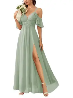 A-Line/Princess Off-the-Shoulder Floor-Length Bridesmaid Dresses — view 3