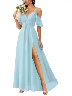 A-Line/Princess Off-the-Shoulder Floor-Length Bridesmaid Dresses — view 4
