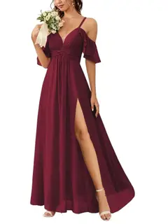 A-Line/Princess Off-the-Shoulder Floor-Length Bridesmaid Dresses — view 6