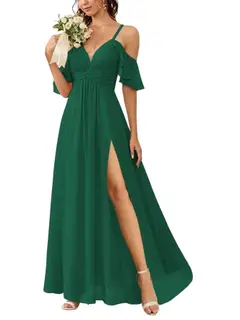 A-Line/Princess Off-the-Shoulder Floor-Length Bridesmaid Dresses — view 8