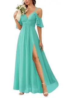 A-Line/Princess Off-the-Shoulder Floor-Length Bridesmaid Dresses — view 12