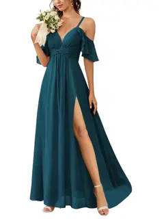 A-Line/Princess Off-the-Shoulder Floor-Length Bridesmaid Dresses — view 23