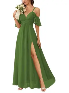 A-Line/Princess Off-the-Shoulder Floor-Length Bridesmaid Dresses — view 35