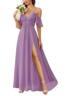 A-Line/Princess Off-the-Shoulder Floor-Length Bridesmaid Dresses — view 40