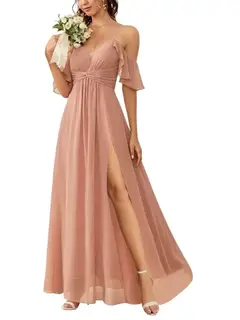 A-Line/Princess Off-the-Shoulder Floor-Length Bridesmaid Dresses — view 44