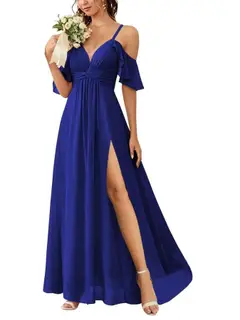 A-Line/Princess Off-the-Shoulder Floor-Length Bridesmaid Dresses — view 45