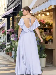 A-Line/Princess Sweetheart Short Sleeves Floor-Length Plus Size Bridesmaid Dresses with Ruffles — view 2