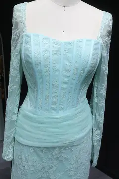 Olive — Mermaid — Square — Long Sleeve — Floor-Length — view 9