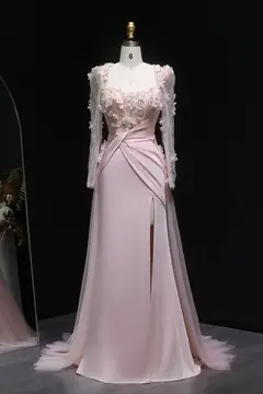 Quinn — Sheath — Square — Long Sleeve — Floor-Length — view 1