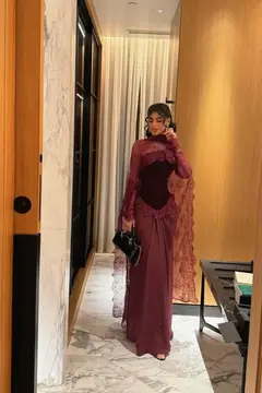 Celeste — Sheath — High Neck — Long Sleeve — Floor-Length — view 3