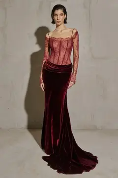 Sage — Mermaid — Long Sleeve — Floor-Length — view 1