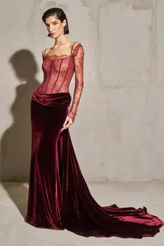 Sage — Mermaid — Long Sleeve — Floor-Length — view 2