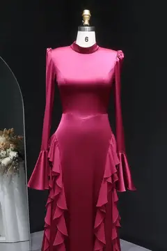 Aria — Sheath — High Neck — Long Sleeve — Floor-Length — view 3