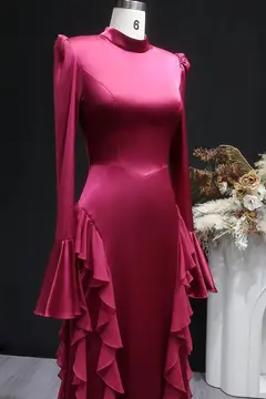 Aria — Sheath — High Neck — Long Sleeve — Floor-Length — view 4