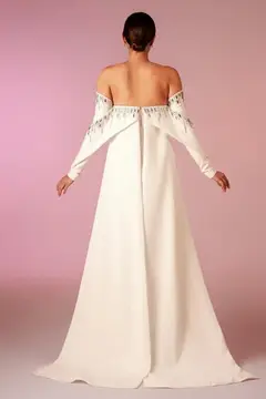 Sage — Off-the-Shoulder — Long Sleeve — Floor-Length — view 3