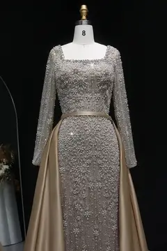 Giselle — A-Line — Square — Long Sleeve — Floor-Length — view 10