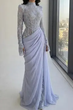 Giselle — Mermaid — High Neck — Long Sleeve — Floor-Length — view 15