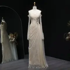 Olive — Sheath — Floor-Length — view 4
