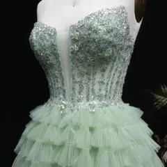 Mint Green Short Homecoming Dress Ball Gown Tulle Tiered Homecoming Dress — view 8