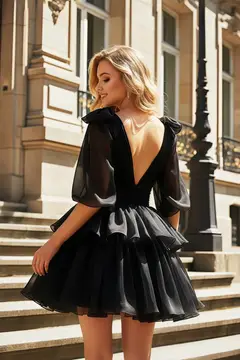 Hot Pink Tiered Tulle Fit-and-Flare Mini Homecoming Dress — view 11
