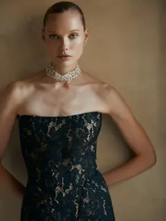 Romantic Strapless Black Lace Homecoming Dress with Floral Details — view 2
