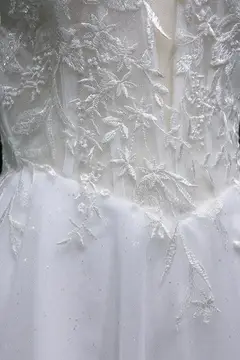 White Intricate Lace Tulle Mini Ballgown Homecoming Dress — view 8