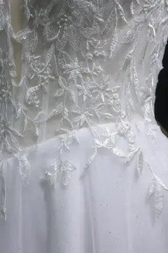 White Intricate Lace Tulle Mini Ballgown Homecoming Dress — view 9