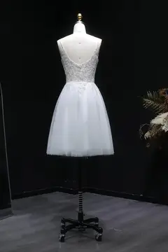 White Intricate Lace Tulle Mini Ballgown Homecoming Dress — view 10