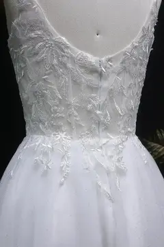 White Intricate Lace Tulle Mini Ballgown Homecoming Dress — view 11