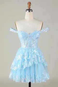 Champagne Sequin Tiered Ballgown Homecoming Dress — view 16