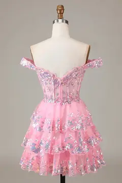Champagne Sequin Tiered Ballgown Homecoming Dress — view 21