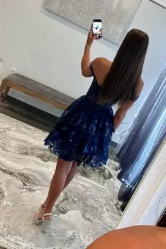 Luxury Sweetheart Sequined Lace Homecoming Dress — view 4
