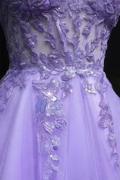 Lavender Lilac Lace Tulle Mini Ballgown Homecoming Dress — view 10
