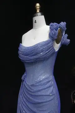 Light Blue Ruched Sequin Off-the-Shoulder Homecoming Dress — view 10