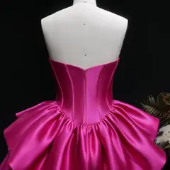 Fuchsia Sweetheart Satin Corset Short Homecoming Dress with Layered Ruffle Skirt — view 10