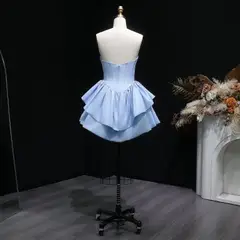 Fuchsia Sweetheart Satin Corset Short Homecoming Dress with Layered Ruffle Skirt — view 17