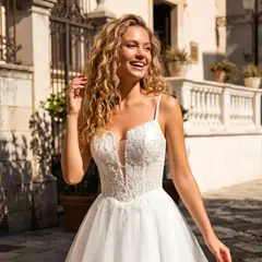 Spaghetti Strap Ball Gown Mini Short White Lace Homecoming Dress — view 2